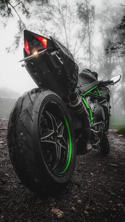 Kawasaki H2R Motorcycle in Misty Forest