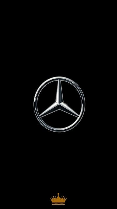 Mercedes-Benz Logo and Crown on Black Background