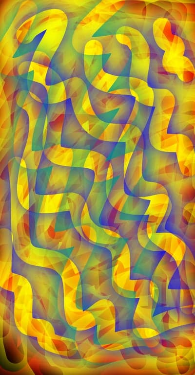 Abstract Swirls of Yellow, Blue, and Green