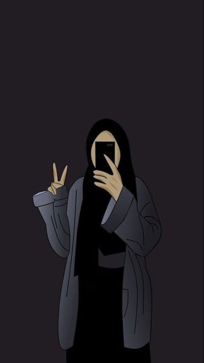 Woman in Hijab Taking a Selfie with Peace Sign