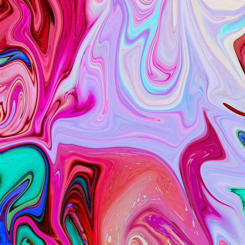 Swirling liquid marble patterns in hot pink, deep purple, and teal blend together in a fluid, organic composition.