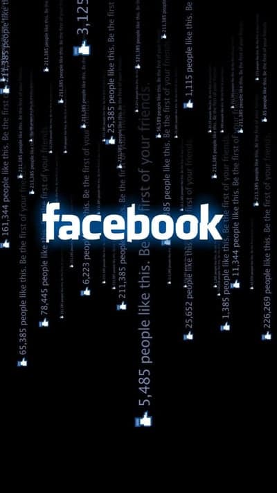 Facebook Logo with Social Media Metrics Background