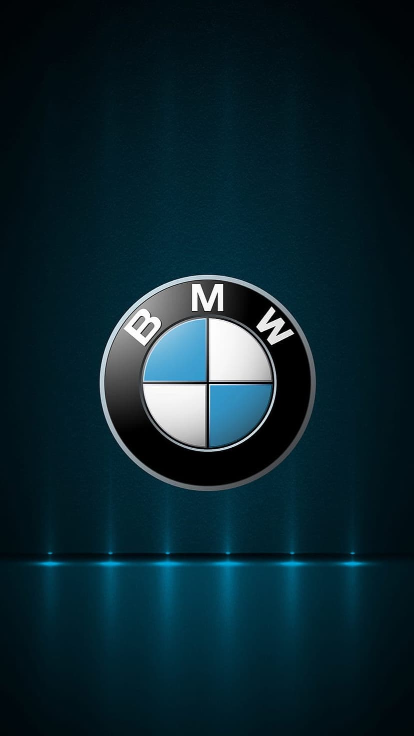 BMW emblem centered on a dark blue textured background with soft light shining from the bottom edge of the frame.
