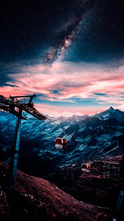 Milky Way Mountain Gondola Galaxy Mobile Background