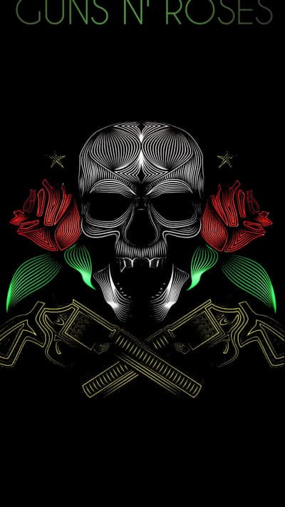 Guns N' Roses Neon Skull and Roses Mobile Background