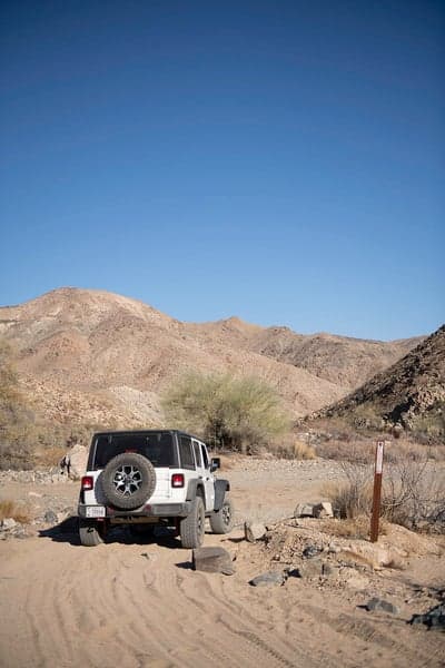 White Jeep Wrangler Desert Trail Mountain Phone Wallpaper