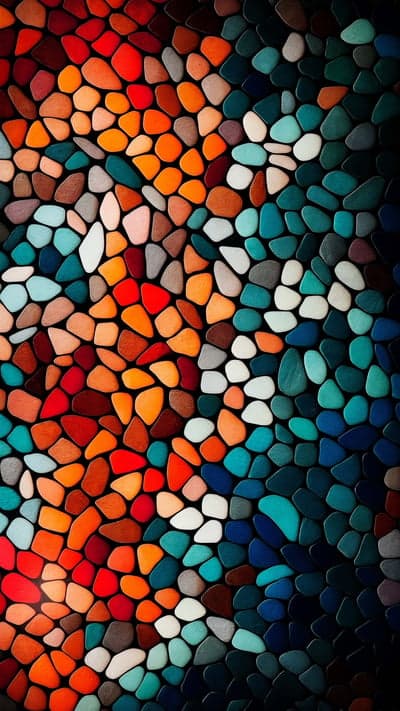 Abstract Mosaic Texture of Colorful Pebbles