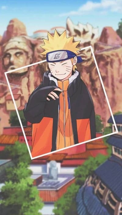 Naruto Uzumaki Anime Wallpaper with Konoha Village Background