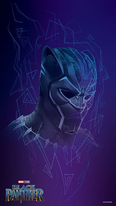 Black Panther Tech Mask Purple Geometric Phone Wallpaper
