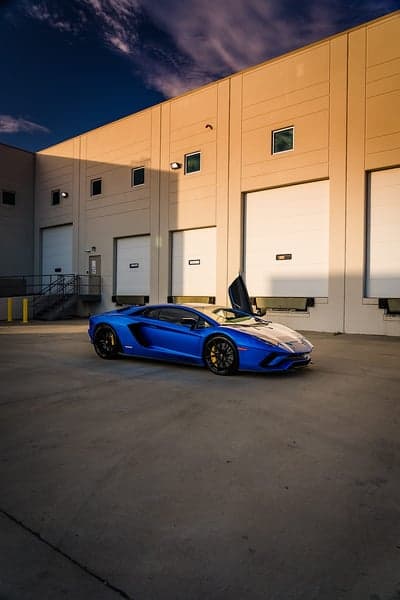 Blue Lamborghini Aventador Scissor Doors Phone Background