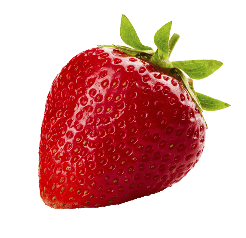 Strawberry pie slices beside chilled berry juice in glass showing red fruit textures on transparent backdrop.