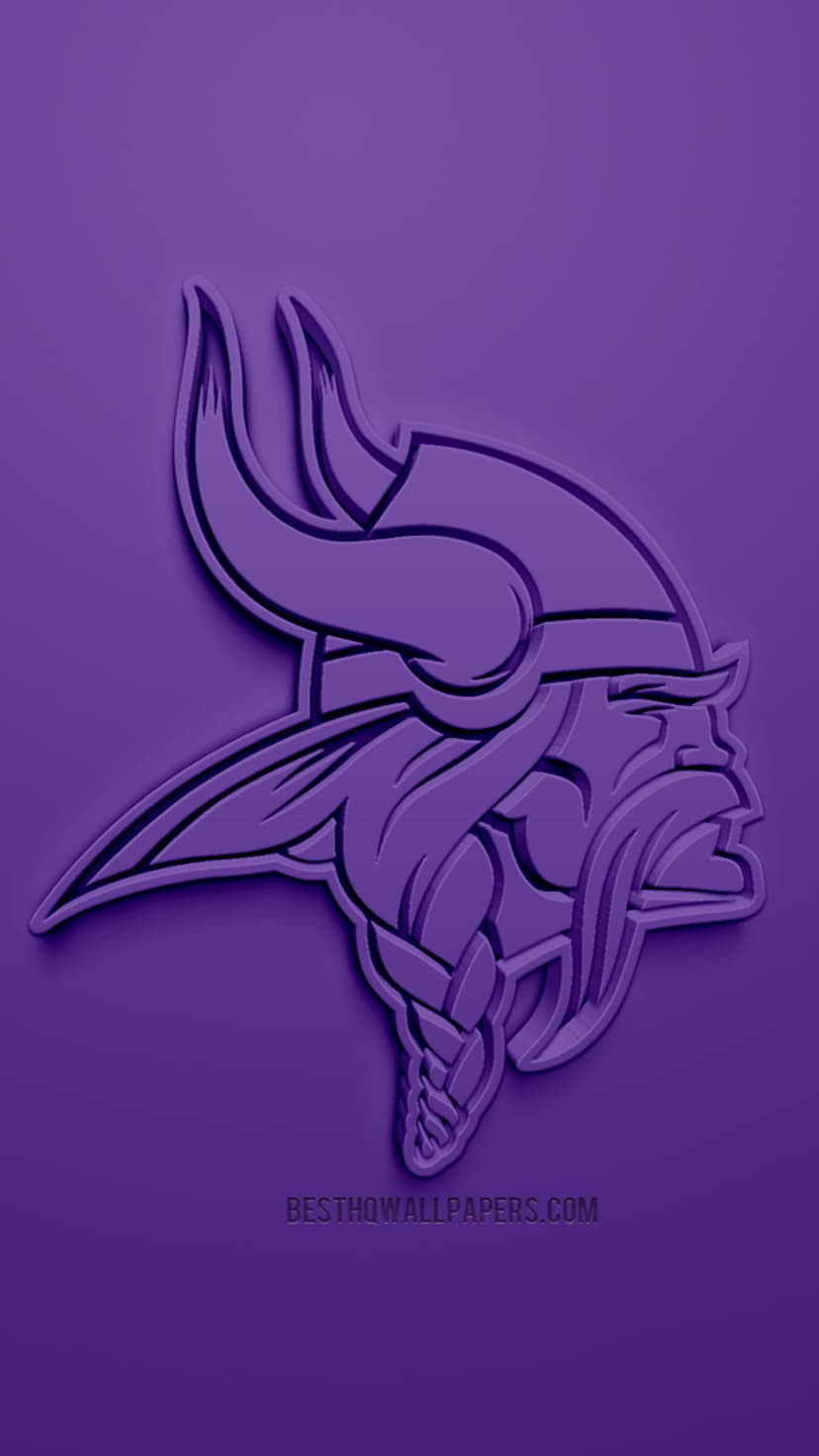 Minnesota Vikings logo with a 3D purple outline and embossed helmet details on a solid dark violet background.