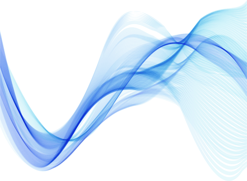 Blue Euclidean waves flow across a transparent background with smooth cyan gradients and crisp vector lines.