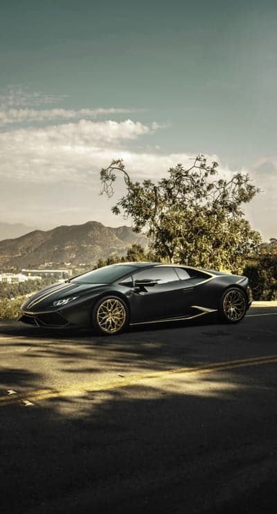 Luxury Black Lamborghini on Scenic Mountain Road