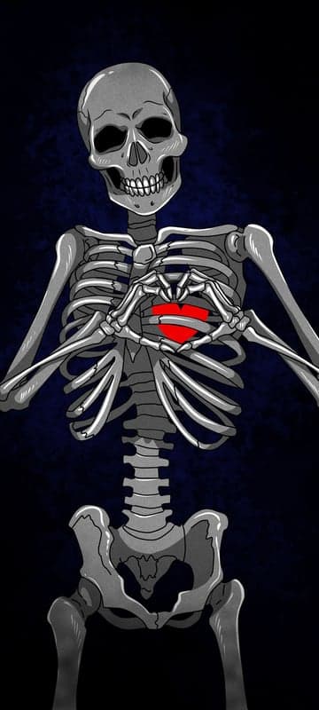 Skeleton Heart Hands Illustration
