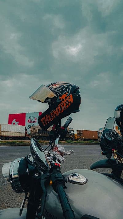 Gritty Skull Helmet and Handlebars Biker Phone Wallpaper