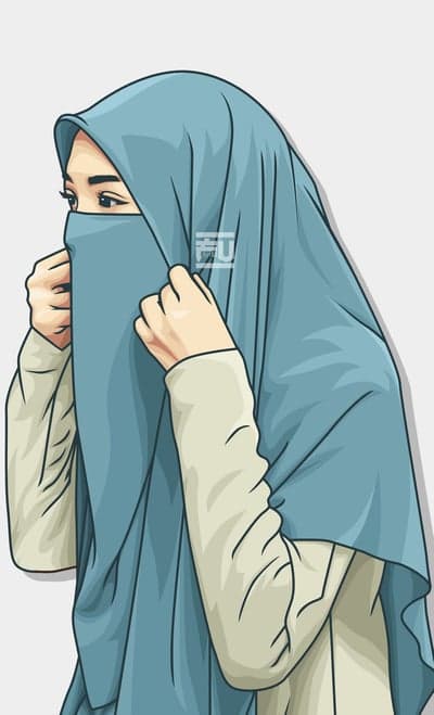 Woman in Blue Hijab and Niqab