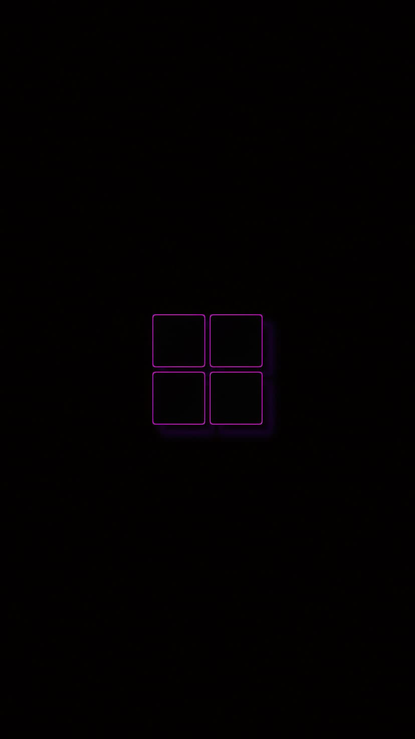 Four glowing purple square outlines arranged in a grid pattern against a solid black backdrop for phone screens.