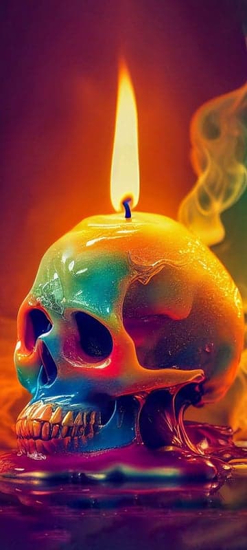 Skull Candle Melting in Rainbow Colors