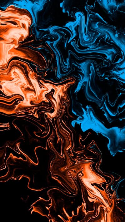Abstract Swirling Blue and Orange Fluid Art
