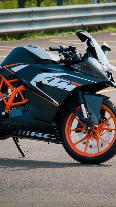 KTM RC 200 motorcycle on asphalt road