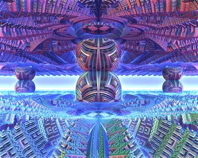 Cosmic Purple Fractal Mirror Architecture Phone Screen