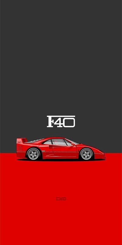 Ferrari F40 Silhouette Minimalist Mobile Wallpaper