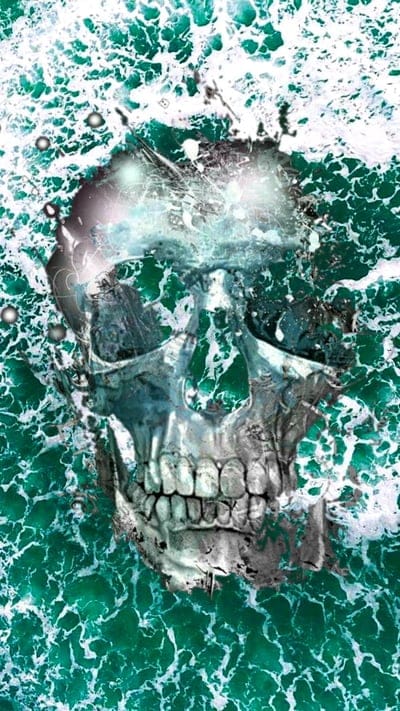 Ocean skull,background,beach,death,green,ocean,skeleton,skull,water, wave
