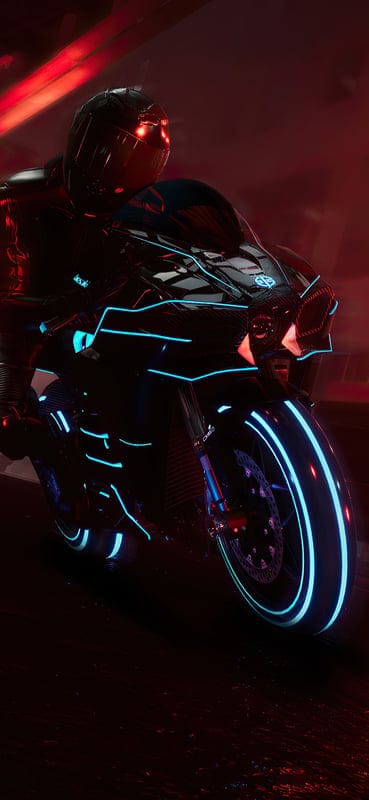 motorcycle,neon,red background