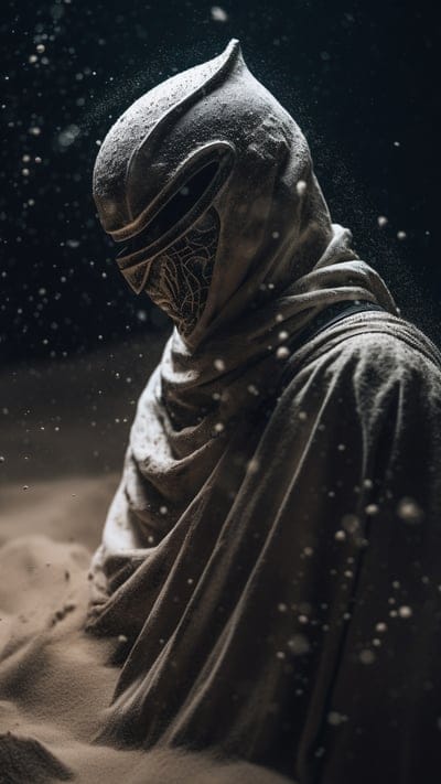 silhouette,helmet,fabric,sand,desert,art