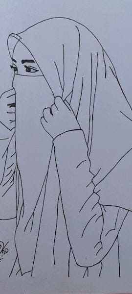 drawingnaqabigirlsidepose,drawingnaqabigirl,naqabigirlsidepose,naqabigirl,naqabi,girly