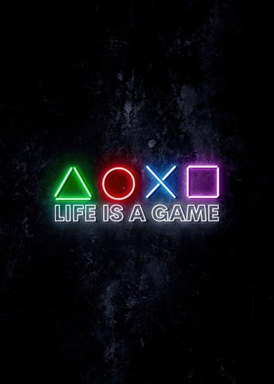 logo,icons,sony playstation,inscription,life,game,neon