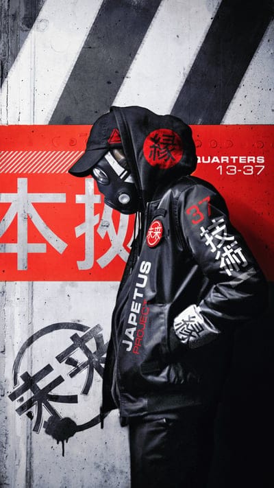 man,gas mask,hood,hieroglyphs,inscriptions