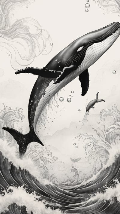 Tattoo,Tattoo Wallpaper,Wallpaper,AI Art,Ai Wallpaper,Desktop Wallpaper,Artwork,Black,White,Black and White,Aesthetic,Whale,Water