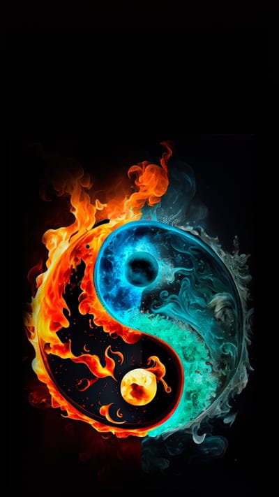 yin and yang,symbol,flame,art