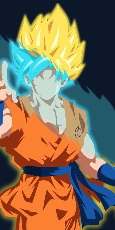 stylized, Goku, Super Saiyan Blue, anime, Super Saiyan, power blend, unique art, fan art, Dragon Ball, yellow hair, blue hair, transformation, faceless art, dynamic, character design, creative, aura