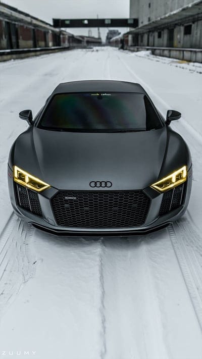 Snow beast, audi, r8, black, car, supercar sports, america, new, mobile wallpaper, android wallpaper, iPhone wallpaper, phone wallpaper