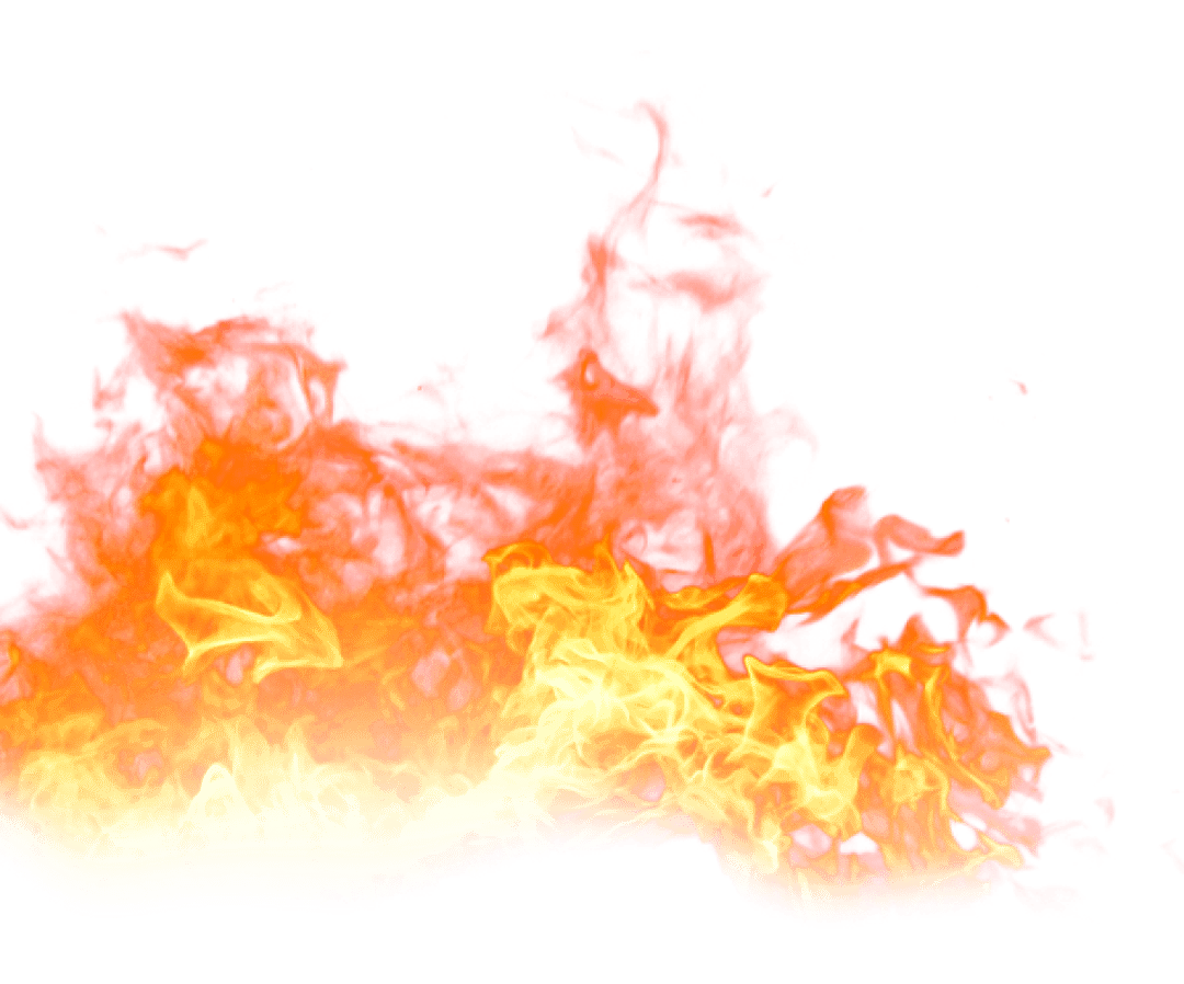 Fire flames illustration featuring luminous orange and yellow wisps flickering upward against a clear background.