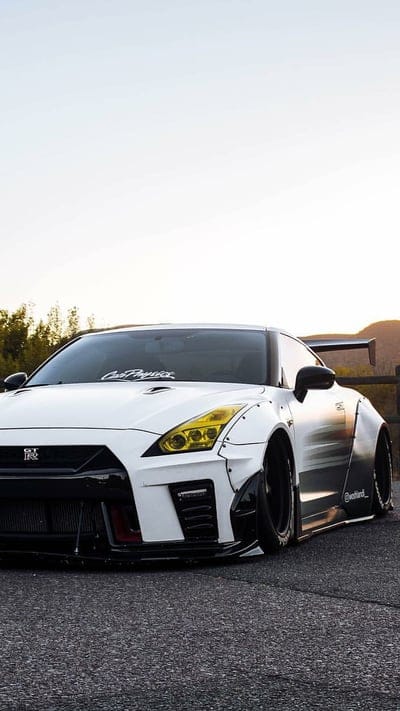 NISSAN GTR, white, car, supercar sports, america, black, mobile wallpaper, android wallpaper, iPhone wallpaper, phone wallpaper