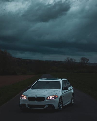 bmw, car, white, road, twilight, mobile wallpaper, android wallpaper, iPhone wallpaper, phone wallpaper