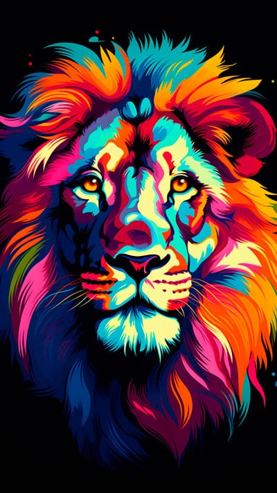 lion,art,predator,animal,colorful,head