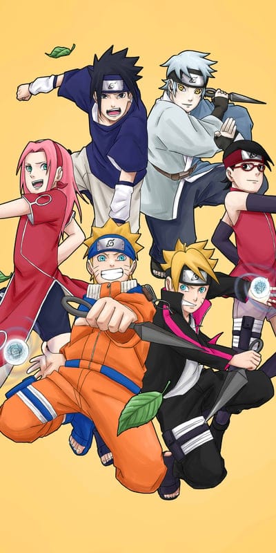 naruto,anime,manga,characters,yellow background,art