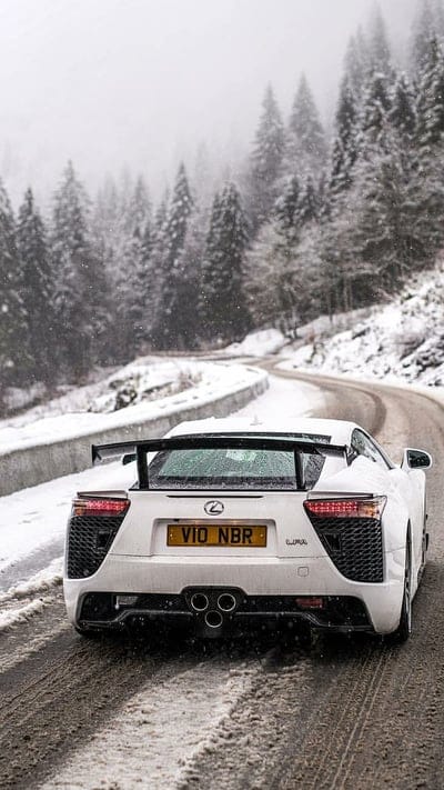 Lexus LFA, car, forest, snow, esports, supercar, white, mobile wallpaper, android wallpaper, iPhone wallpaper, phone wallpaper