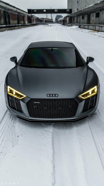 Audi R8, black, car new, snow, esports, supercar, mobile wallpaper, android wallpaper, iPhone wallpaper, phone wallpaper