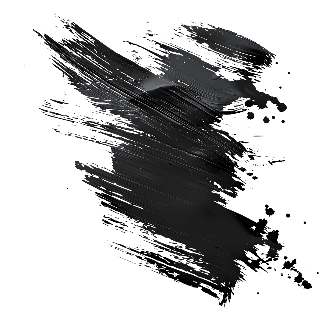 Black paint stroke liquid abstract featuring irregular splattered edges and matte charcoal ink texture.