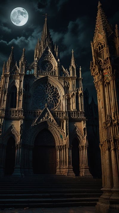 Ancient,Night,Cathedral,Cool,Dark,Scary
