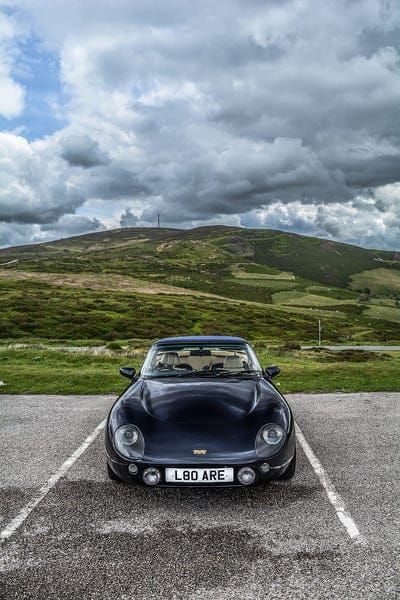 tvr griffith, car, black, sports car, nature, mobile wallpaper, android wallpaper, iPhone wallpaper, phone wallpaper