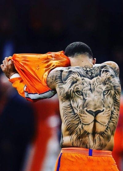 memphos depay,football player,tatto,lion,football