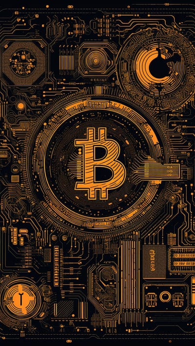 bitcoin,electronic board,cryptocurrency,yellow,black,art