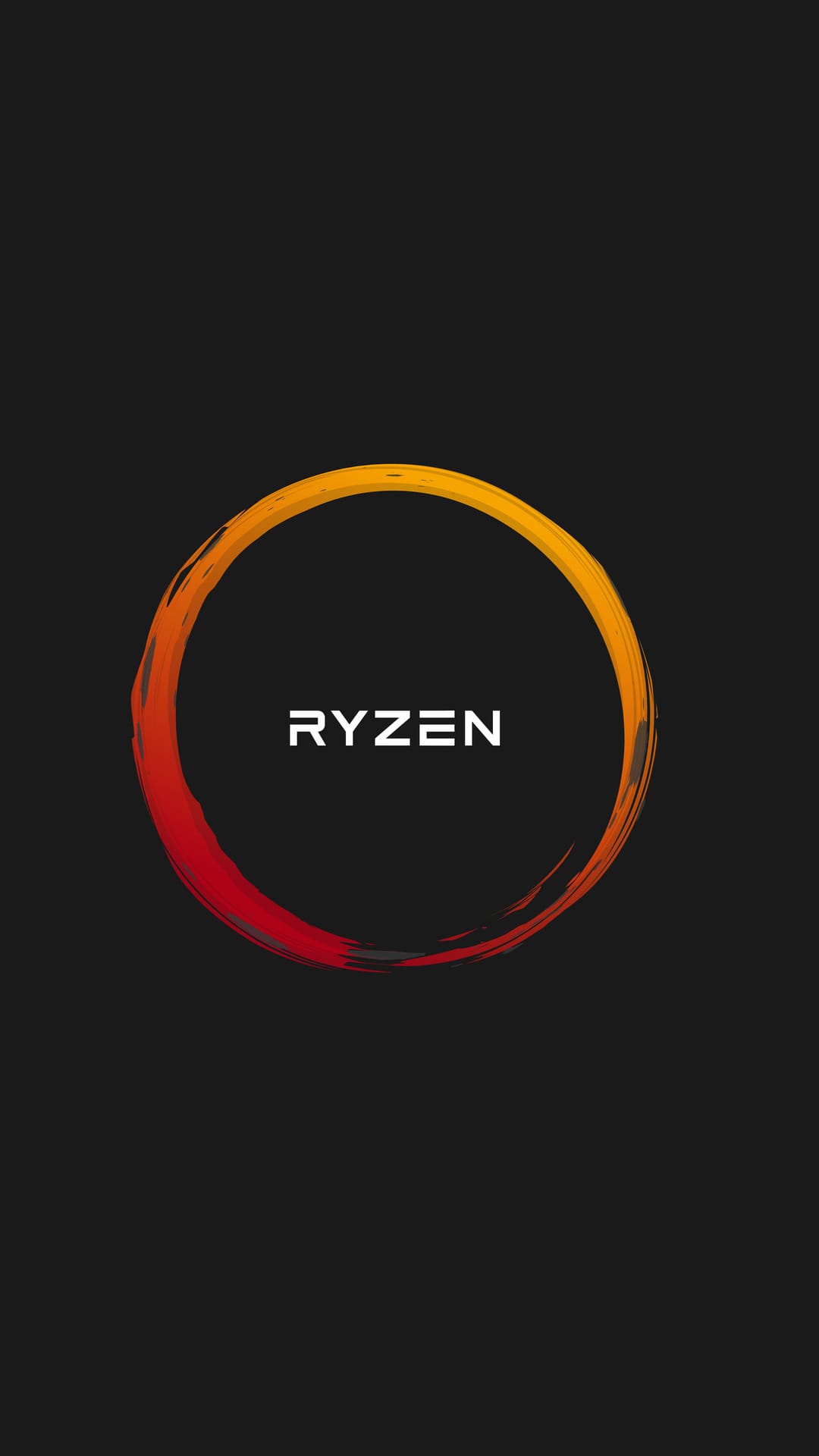 Ryzen logo and circular emblem rendered in white with subtle texture centered on a solid black background.